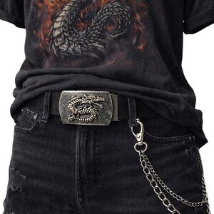 Y2K Dragon Buckle Black Boys Nylon Black | S/M | Edgy Fantasy Style